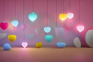 Lamps with glowing hearts, Background for valentine love with Character Cartoon photo