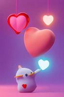 Lamps with glowing hearts, Background for valentine love with Character Cartoon photo