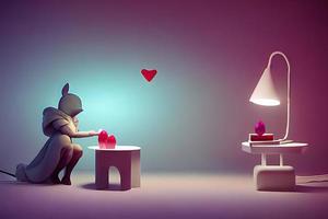 Lamps with glowing hearts, Background for valentine love with Character Cartoon photo