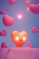 Lamps with glowing hearts, Background for valentine love with Character Cartoon photo