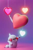 Lamps with glowing hearts, Background for valentine love with Character Cartoon photo