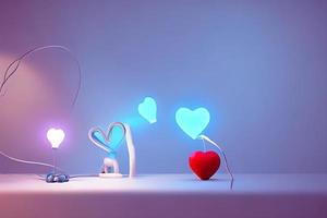 Lamps with glowing hearts, Background for valentine love with Character Cartoon photo