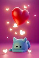 Lamps with glowing hearts, Background for valentine love with Character Cartoon photo