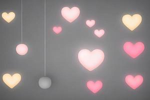 Lamps with glowing hearts, Background for valentine love photo