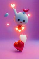 Lamps with glowing hearts, Background for valentine love with Character Cartoon photo