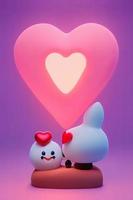 Lamps with glowing hearts, Background for valentine love with Character Cartoon photo