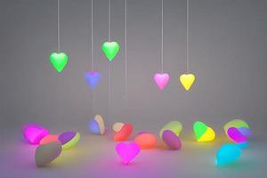 Lamps with glowing hearts, Background for valentine love photo