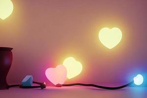 Lamps with glowing hearts, Background for valentine love with Character Cartoon photo