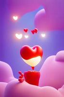 Lamps with glowing hearts, Background for valentine love with Character Cartoon photo