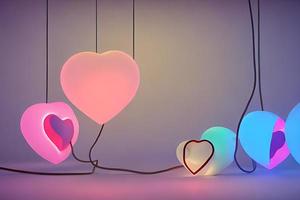 Lamps with glowing hearts, Background for valentine love photo