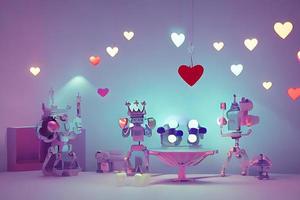 Lamps with glowing hearts, Background for valentine love photo