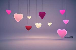 Lamps with glowing hearts, Background for valentine love photo