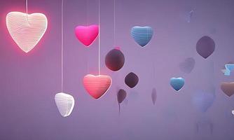 Lamps with glowing hearts, Background for valentine love photo