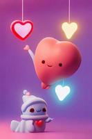 lamparas con brillante corazones, antecedentes para enamorado amor con personaje dibujos animados foto