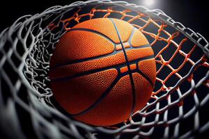 baloncesto en el cesta. ver desde el cima. generativo ai foto