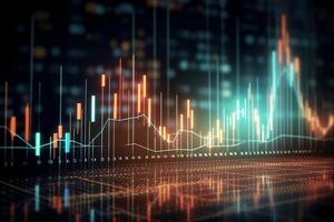 financiero grafico de el subir y otoño de citas en el valores intercambio. negocio antecedentes. generativo ai foto