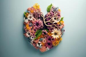 Flowery lungs for antipollution concept. photo