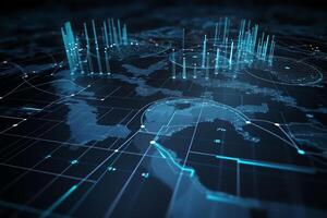 Data flow technology concept for business analysis and financial transactions. photo