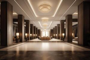 Luxury hotel lobby in 3D render. photo