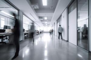 Office space with blurred people. photo
