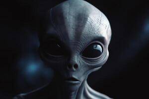 retrato de humanoide gris extraterrestre desde exterior espacio. ai generado foto