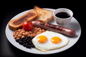 Inglés desayuno comida menú. ai generado. foto