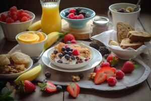 sano desayuno alimentos ai generado foto