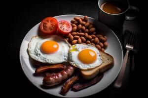 Inglés desayuno comida menú. ai generado. foto