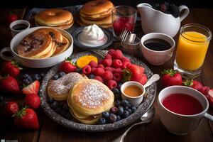 americano desayuno comida menú. ai generado. foto