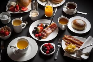 americano desayuno comida menú. ai generado. foto