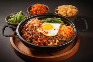 A table full of Korean food. . photo