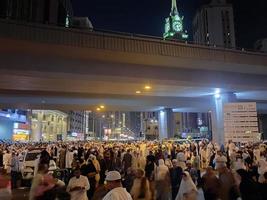 Mecca, Saudi Arabia, April 2023 - Pilgrims from different countries of the world are outside Masjid al-Haram, Makkah on the twenty-seventh night of Ramadan. photo