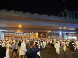 Mecca, Saudi Arabia, April 2023 - Pilgrims from different countries of the world are outside Masjid al-Haram, Makkah on the twenty-seventh night of Ramadan. photo