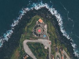 Drone view of Farol do Arnel in Sao Miguel, the Azores photo