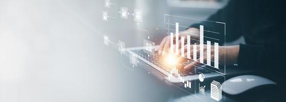 Working Data Analytics and Data Management Systems and Metrics connected to corporate strategy database for Finance, Intelligence,  Business Analytics with Key Performance Indicators, social network photo