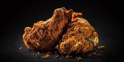 The side angle view of fried chicken with AI generated. photo