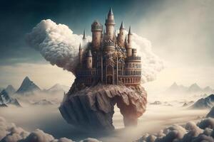 AI Generative fantasy A castle in the clouds photo