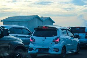 West Java, Indonesia in April 2023. The traffic jam that occurred on the Jakarta Cikampek 2 elevated toll road or known as the MBZ Mohammad Bin Zayed toll road photo