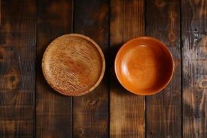 plates made of wood are handicrafts or carvings photo