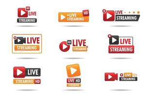 Live Streaming Logo Set Template with HD Badges vector