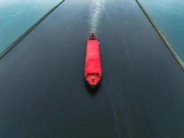 Oil - Chemical tanker at sea - Aerial view photo