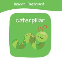 Insect Game flashcards for children. Educational printable game card with images using funny insect animal for kids. Animals with names. Animal card vocabulary. Vector illustration.