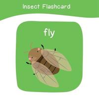 Insect Game flashcards for children. Educational printable game card with images using funny insect animal for kids. Animals with names. Animal card vocabulary. Vector illustration.