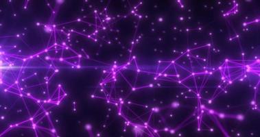Abstract hi-tech purple glowing lines with dots and plexus triangles, abstract background photo