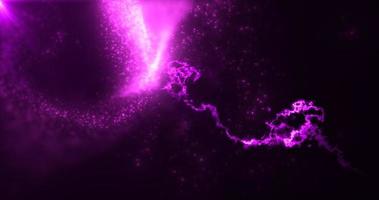 Abstract background of purple energy particles of energy magic waves flying from the wind with the effect of glow and blur bokeh photo