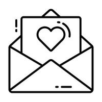 Letter envelope having page with heart, vector of good feedback