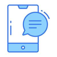 Chat bubble with mobile, vector design of mobile conversation in modern style