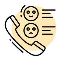 Phone receiver with emojis showing concept of phone call survey vector