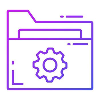 Gear with folder, icon of folder setting in modern style vector