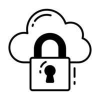 Padlock with cloud showing concept of cloud security vector